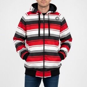 Sessions Men's Full Zip Hoodie Jacket Red Black White Stripe Size Medium